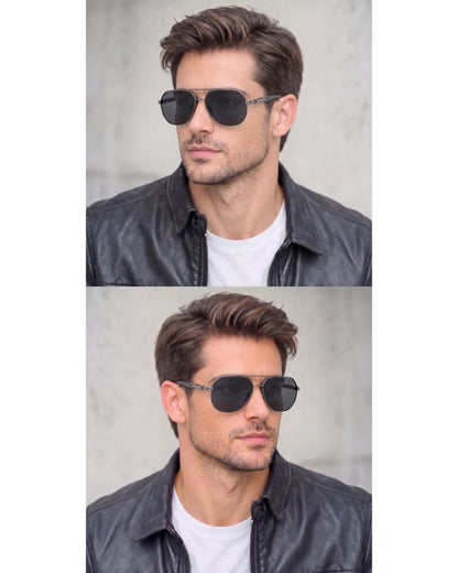 THE MEN THING Sunglasses 2150 TITAN EDGE -  Aviator Style - HD Polarised Sunglasses for Men - UV400 Protection, Stainless Steel Frame