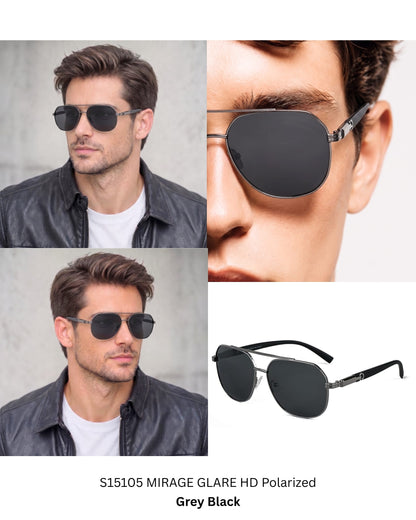 THE MEN THING Sunglasses 2150 TITAN EDGE -  Aviator Style - HD Polarised Sunglasses for Men - UV400 Protection, Stainless Steel Frame