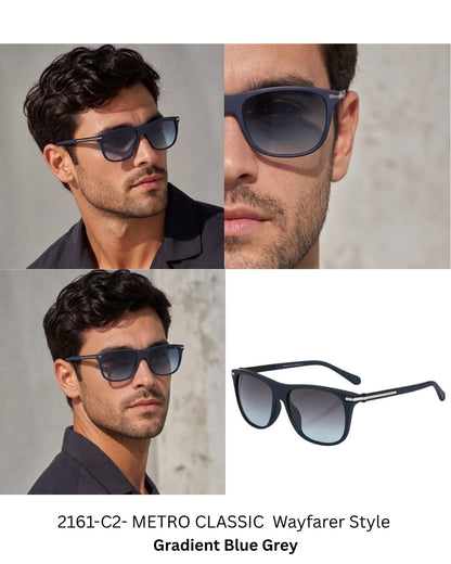 THE MEN THING Sunglasses 2161 METRO CLASSIC -  Wayfarer Style - HD Polarised Sunglasses for Men - UV400 Protection, Stainless Steel Frame