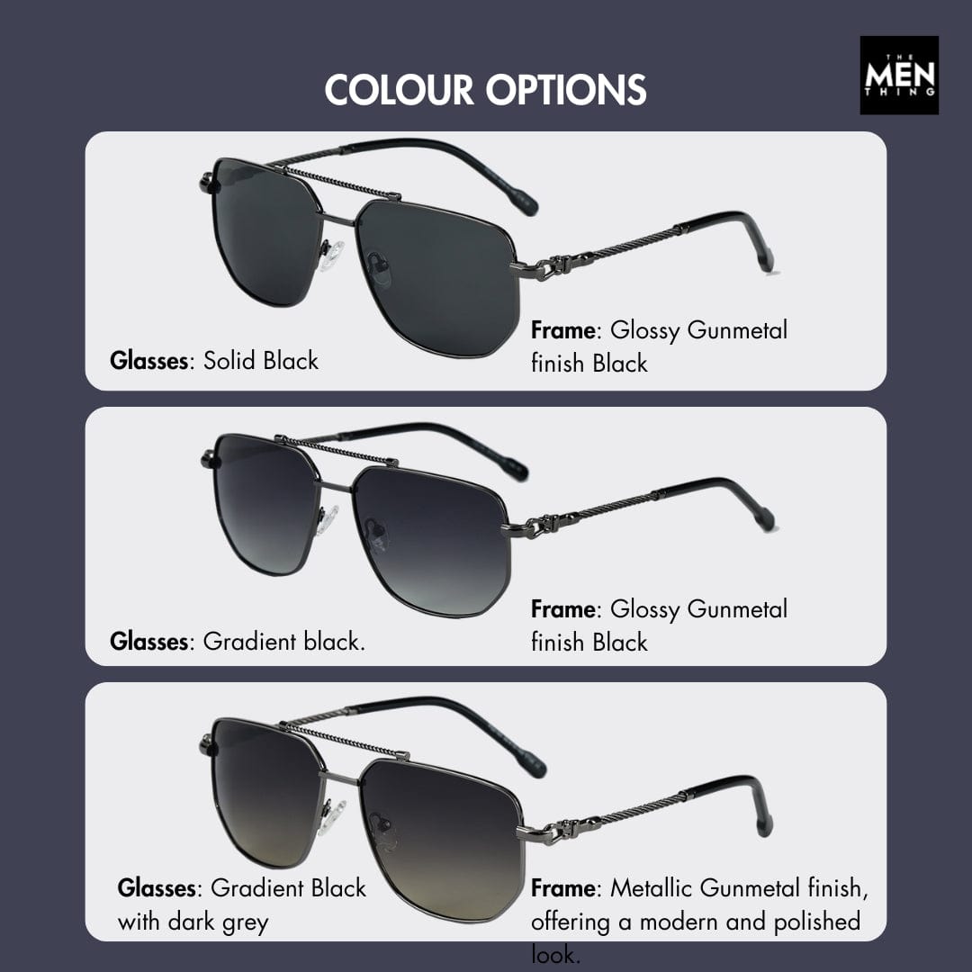 THE MEN THING Sunglasses 2163 ELITE VISION -  Navigator Style - HD Polarised Sunglasses for Men - UV400 Protection, Stainless Steel Frame