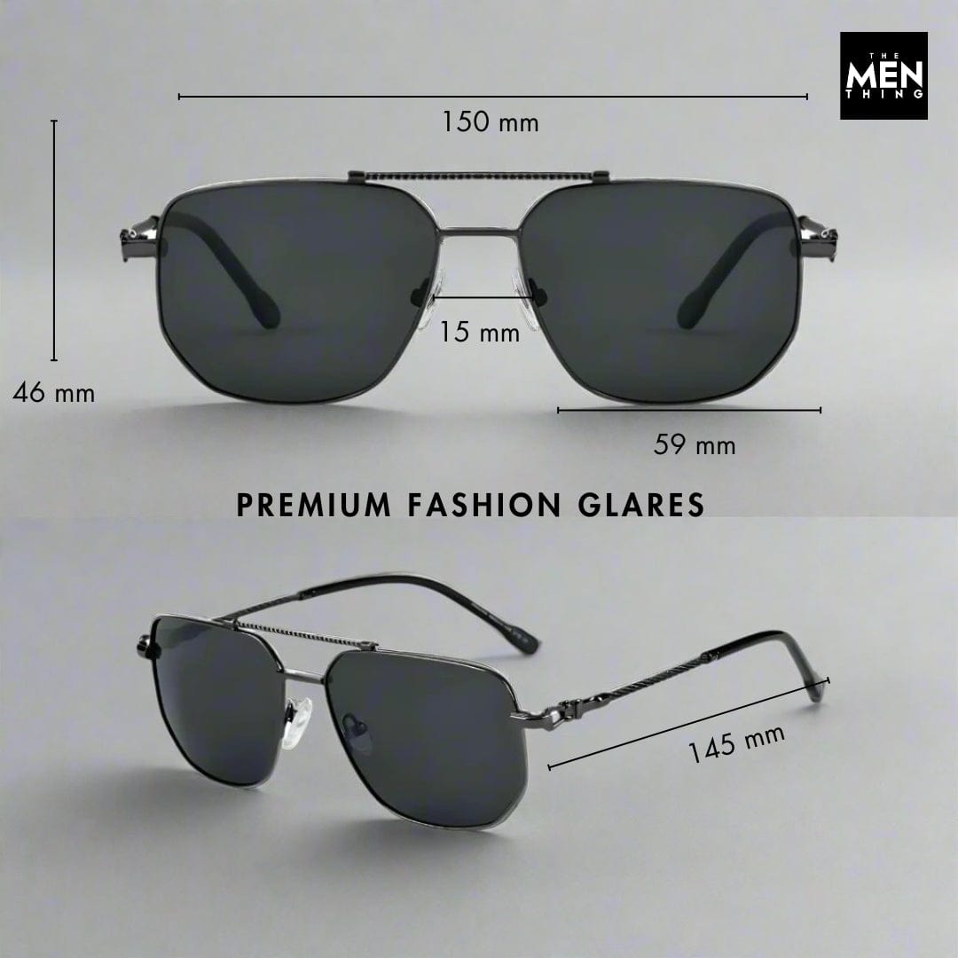 THE MEN THING Sunglasses 2163 ELITE VISION -  Navigator Style - HD Polarised Sunglasses for Men - UV400 Protection, Stainless Steel Frame