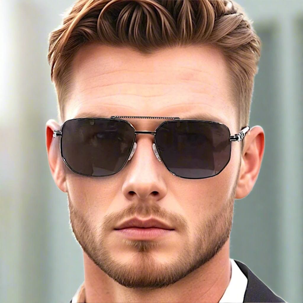 THE MEN THING Sunglasses 2163 ELITE VISION -  Navigator Style - HD Polarised Sunglasses for Men - UV400 Protection, Stainless Steel Frame