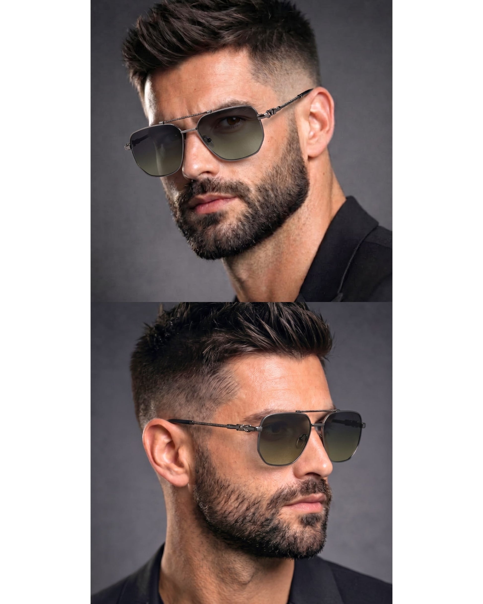THE MEN THING Sunglasses 2163 ELITE VISION -  Navigator Style - HD Polarised Sunglasses for Men - UV400 Protection, Stainless Steel Frame