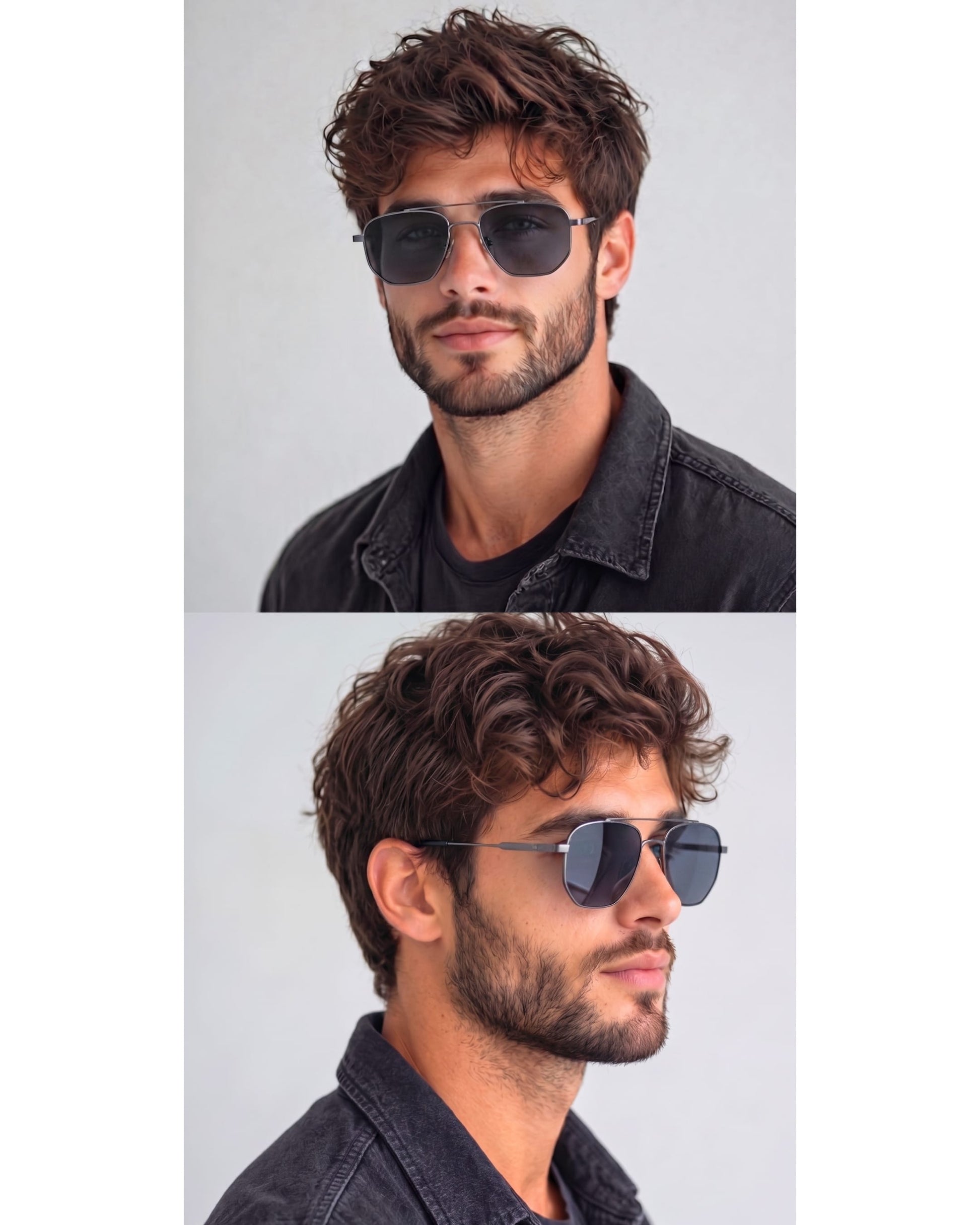 THE MEN THING Sunglasses 2165 - RAVEN VISION - HD Polarised Sunglasses for Men - UV400 Protection, Stainless Steel Frame - Black Grey