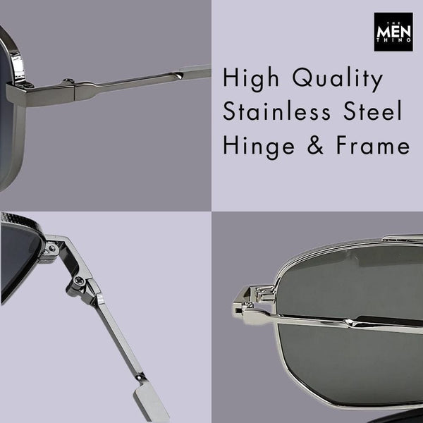 2165 - RAVEN VISION - HD Polarised Sunglasses for Men - UV400 Protection, Stainless Steel Frame - Gradient  Blue Grey