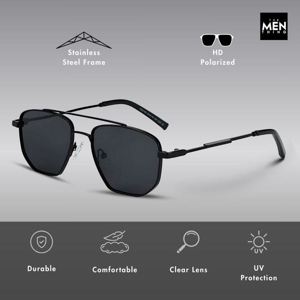 2165 - RAVEN VISION - HD Polarised Sunglasses for Men - UV400 Protection, Stainless Steel Frame - Gradient  Blue Grey