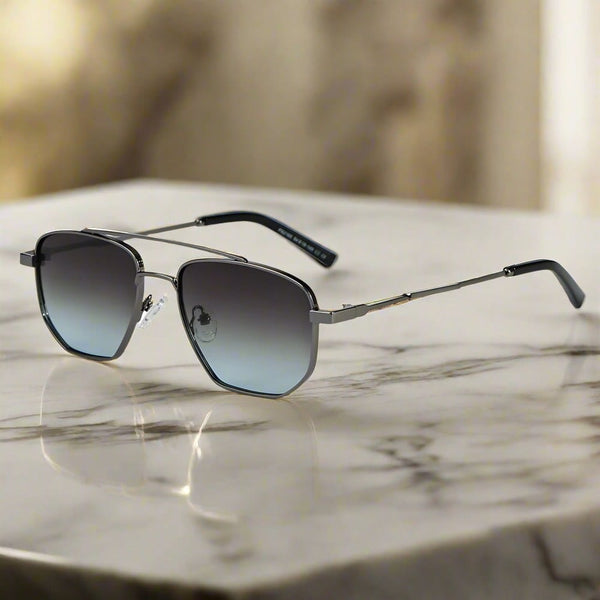 2165 - RAVEN VISION - HD Polarised Sunglasses for Men - UV400 Protection, Stainless Steel Frame - Gradient  Blue Grey