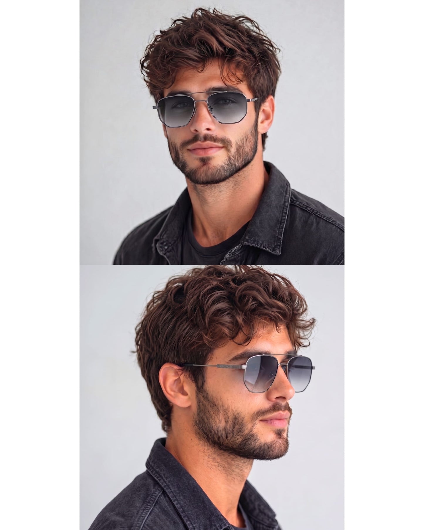 THE MEN THING Sunglasses 2165 - RAVEN VISION - HD Polarised Sunglasses for Men - UV400 Protection, Stainless Steel Frame - Gradient  Grey