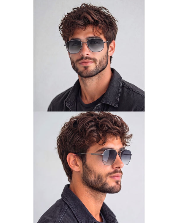 2165 - RAVEN VISION - HD Polarised Sunglasses for Men - UV400 Protection, Stainless Steel Frame - Gradient  Grey