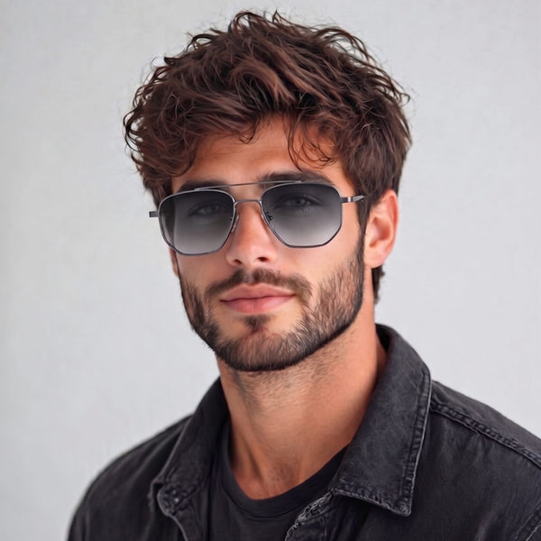 2165 - RAVEN VISION - HD Polarised Sunglasses for Men - UV400 Protection, Stainless Steel Frame - Gradient  Grey