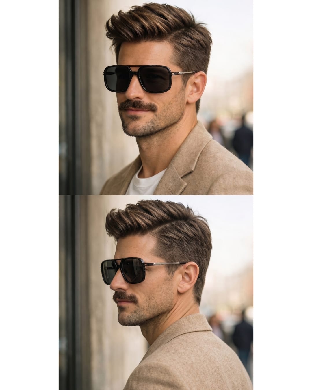 THE MEN THING Sunglasses 2169 URBAN ECLIPSE -  Oversized Square - HD Polarised Sunglasses for Men - UV400 Protection, Stainless Steel Frame
