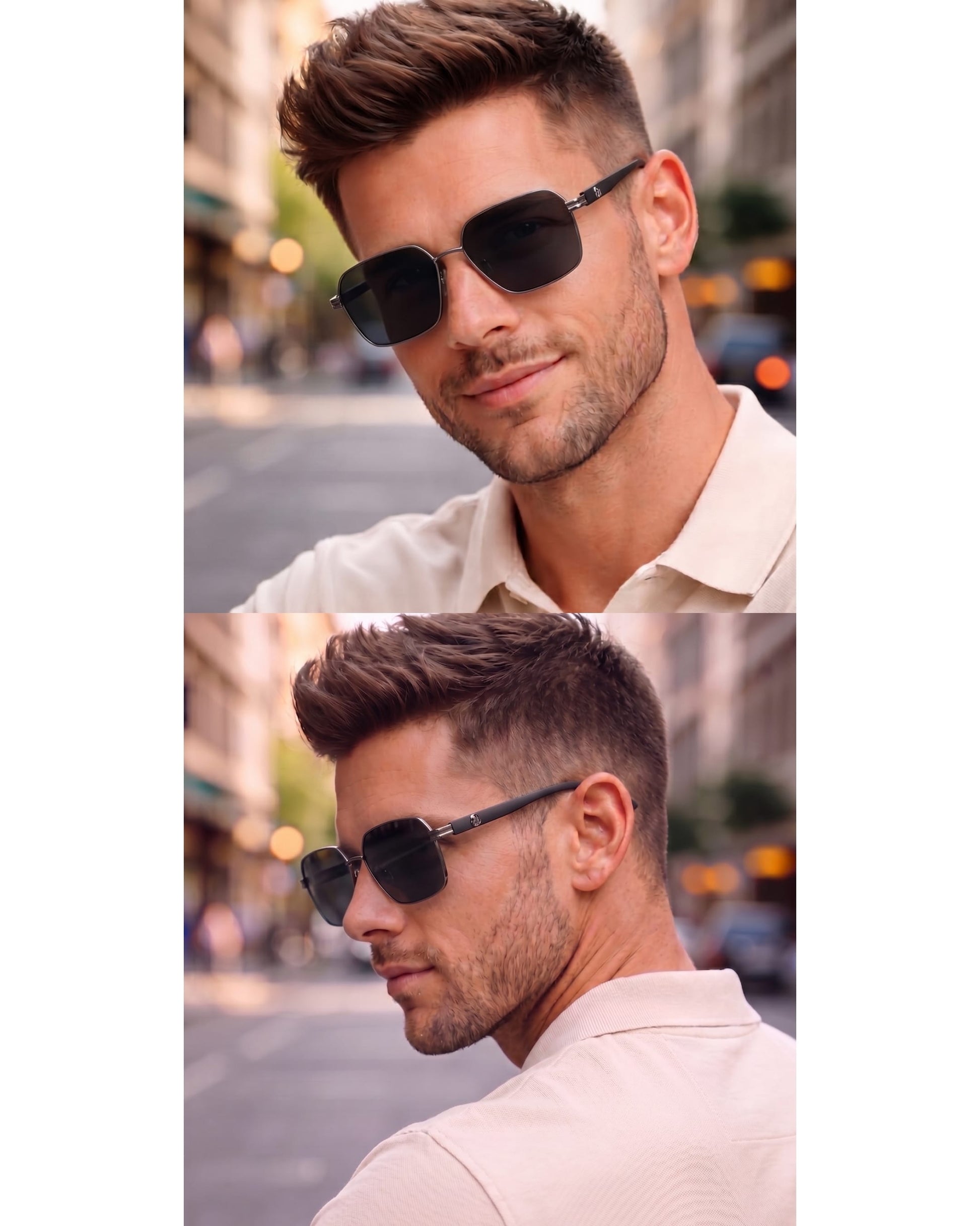 THE MEN THING Sunglasses 2172 HEX EDGE -  Geomatric Style - HD Polarised Sunglasses for Men - UV400 Protection, Stainless Steel Frame