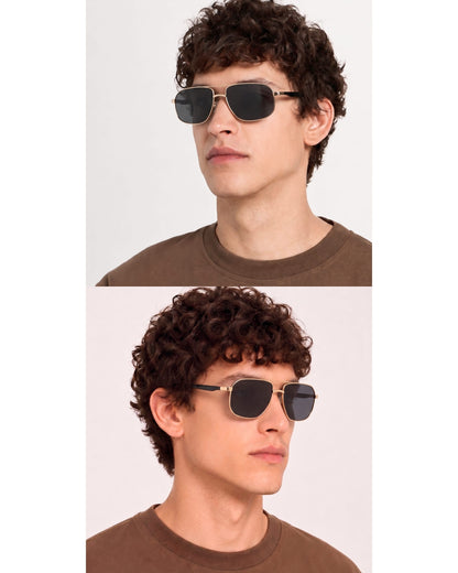 THE MEN THING Sunglasses 2174 ECLIPSE EDGE -   Square Aviator Style - HD Polarised Sunglasses for Men - UV400 Protection, Stainless Steel Frame