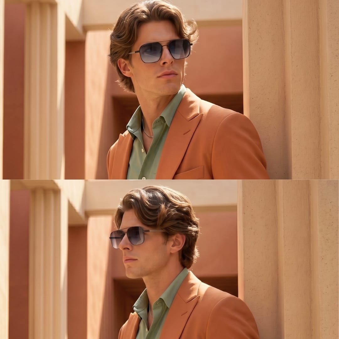 THE MEN THING Sunglasses 2176 SAFFRON TINT HD Polarized Sunglasses for Men - UV400 Protection, Stainless Steel Frame