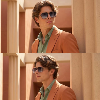 THE MEN THING Sunglasses 2176 SAFFRON TINT HD Polarized Sunglasses for Men - UV400 Protection, Stainless Steel Frame