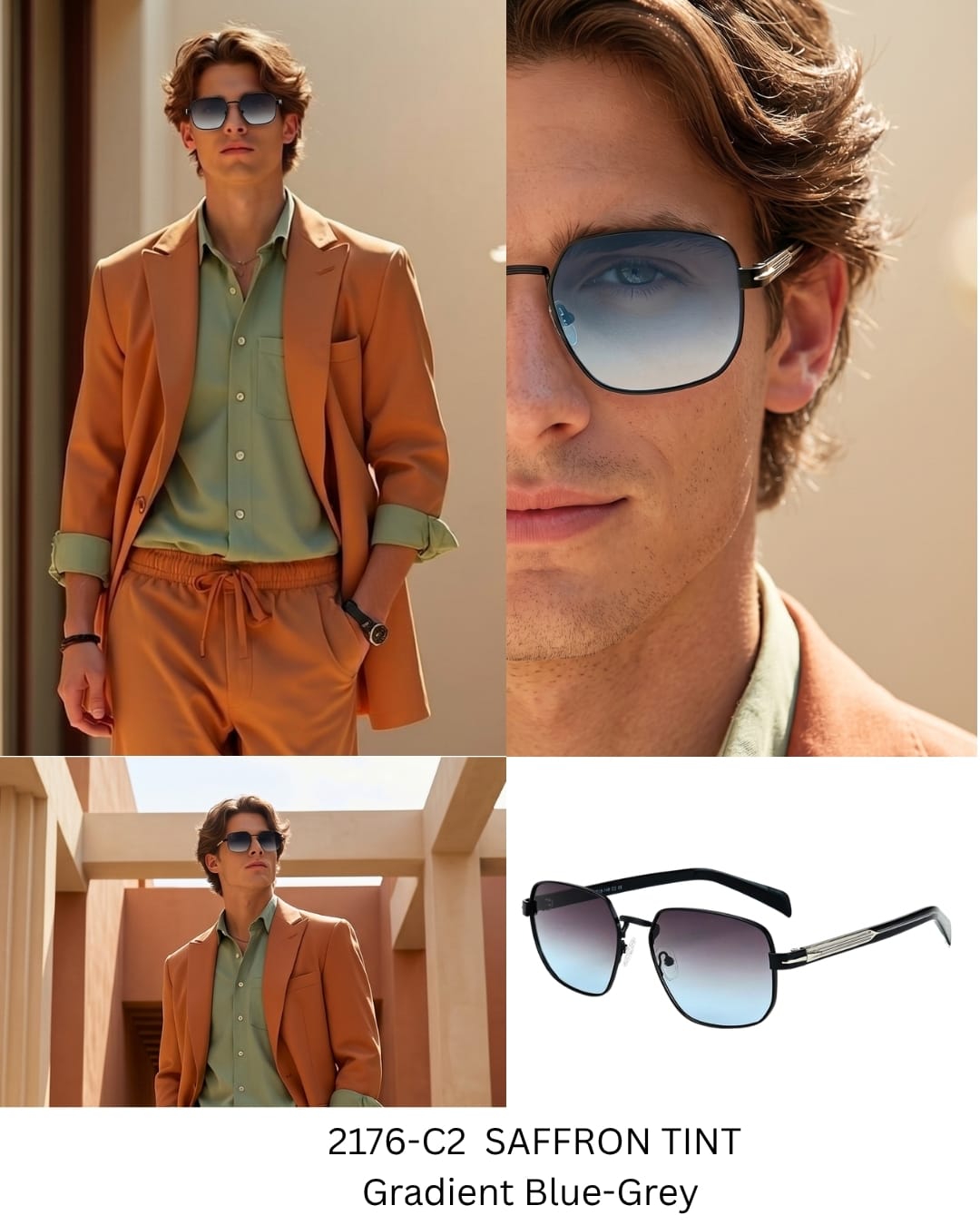 THE MEN THING Sunglasses 2176 SAFFRON TINT HD Polarized Sunglasses for Men - UV400 Protection, Stainless Steel Frame
