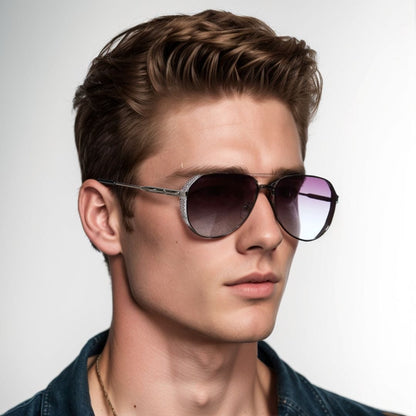 THE MEN THING Sunglasses 2181 PRESTIGE LUXE -  Aviator  Style - HD Polarised Sunglasses for Men - UV400 Protection, Stainless Steel Frame