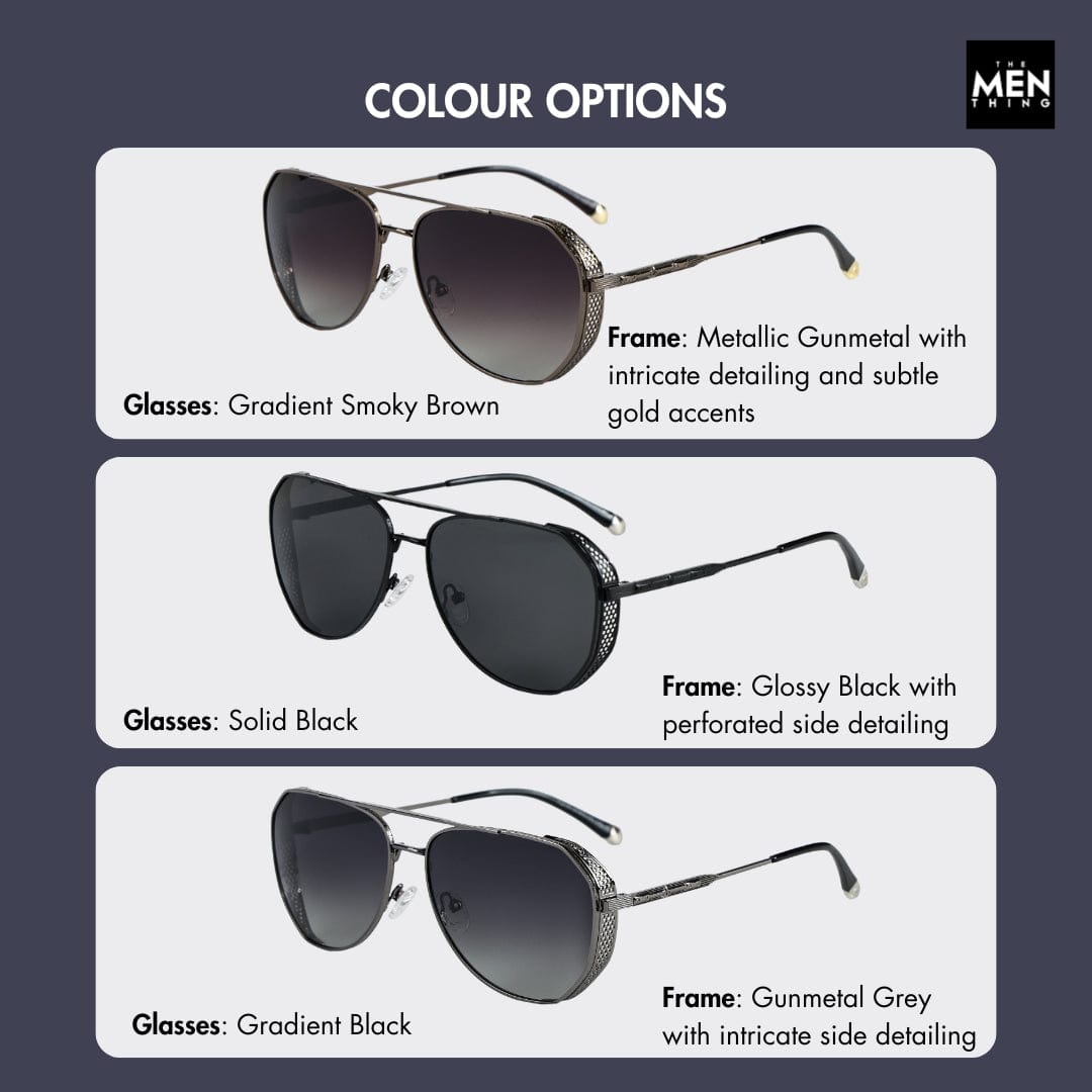 THE MEN THING Sunglasses 2181 PRESTIGE LUXE -  Aviator  Style - HD Polarised Sunglasses for Men - UV400 Protection, Stainless Steel Frame