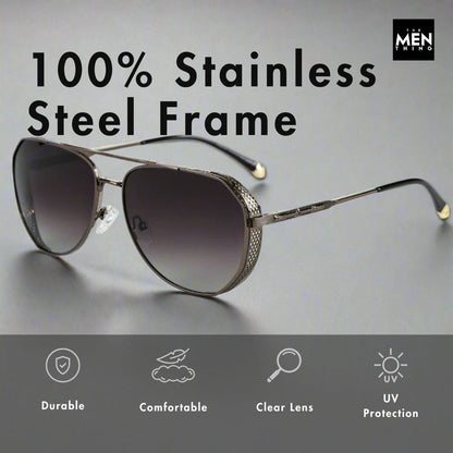 THE MEN THING Sunglasses 2181 PRESTIGE LUXE -  Aviator  Style - HD Polarised Sunglasses for Men - UV400 Protection, Stainless Steel Frame