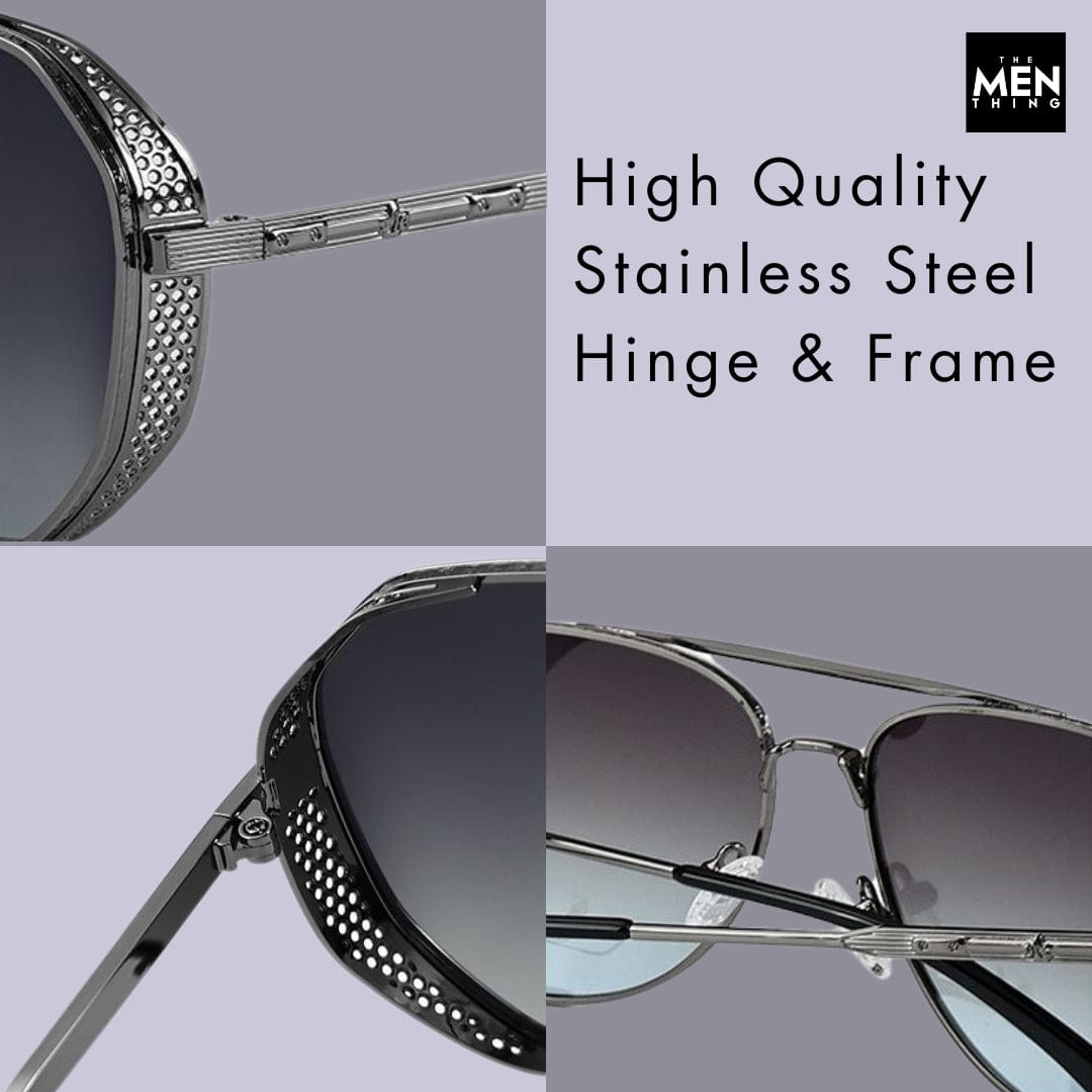 THE MEN THING Sunglasses 2181 PRESTIGE LUXE -  Aviator  Style - HD Polarised Sunglasses for Men - UV400 Protection, Stainless Steel Frame