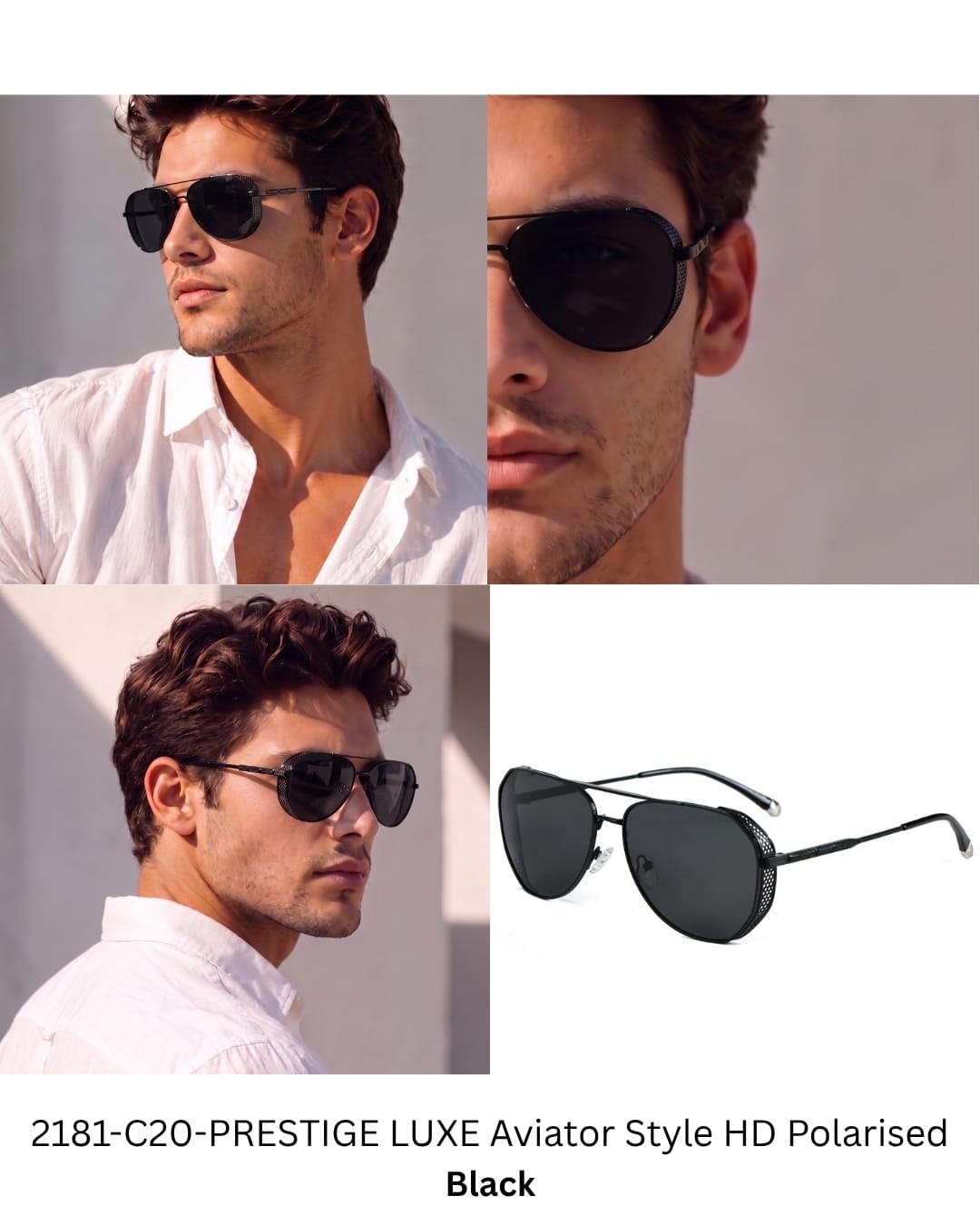 THE MEN THING Sunglasses 2181 PRESTIGE LUXE -  Aviator  Style - HD Polarised Sunglasses for Men - UV400 Protection, Stainless Steel Frame