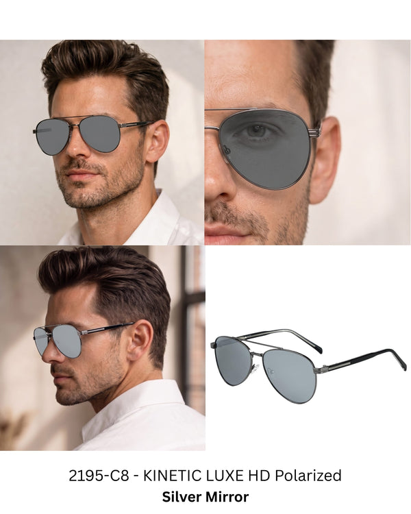 2195 KINETIC LUXE HD Polarized Sunglasses for Men - UV400 Protection, Stainless Steel Frame