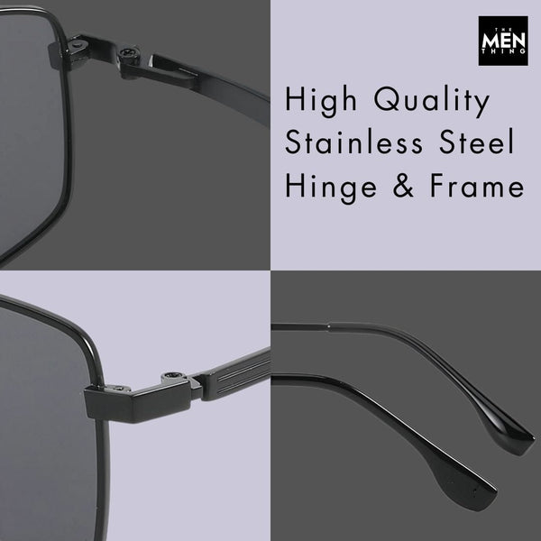 3295 - OBLIVION EDGE- HD Polarised Sunglasses for Men - UV400 Protection, Stainless Steel Frame - Black Lens