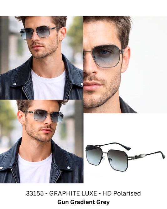 THE MEN THING Sunglasses 33155 - GRAPHITE LUXE - HD Polarised Sunglasses for Men - UV400 Protection, Stainless Steel Frame
