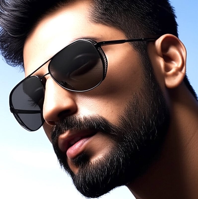 THE MEN THING Sunglasses Black 2181 PRESTIGE LUXE -  Aviator  Style - HD Polarised Sunglasses for Men - UV400 Protection, Stainless Steel Frame