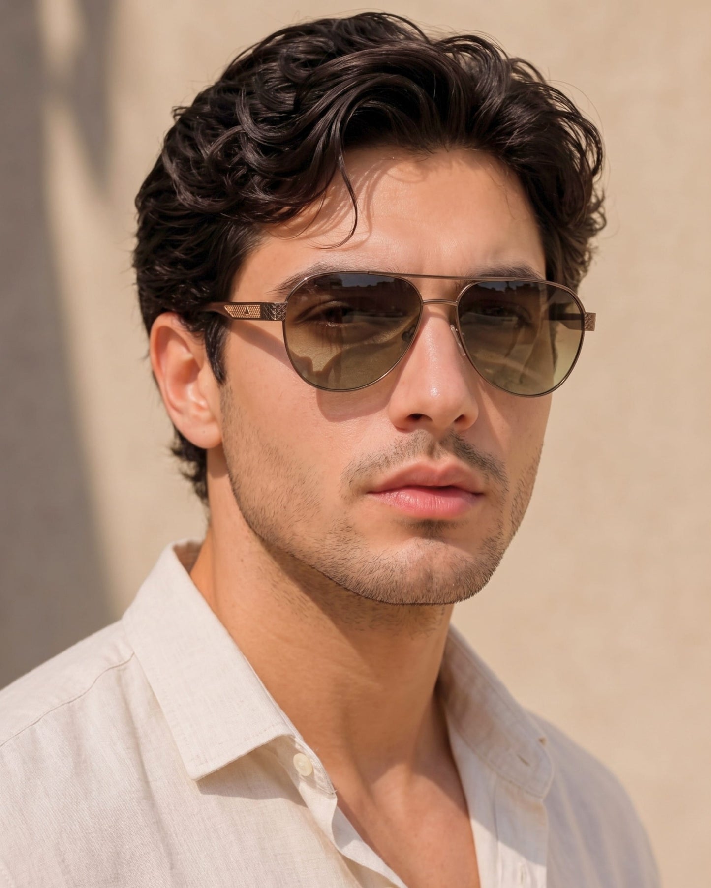 THE MEN THING Sunglasses Brown 2105 DARK HEX -  Aviator  Style - HD Polarised Sunglasses for Men - UV400 Protection, Stainless Steel Frame