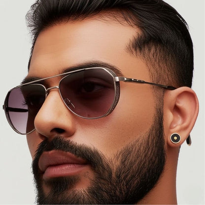 THE MEN THING Sunglasses Brownish 2181 PRESTIGE LUXE -  Aviator  Style - HD Polarised Sunglasses for Men - UV400 Protection, Stainless Steel Frame