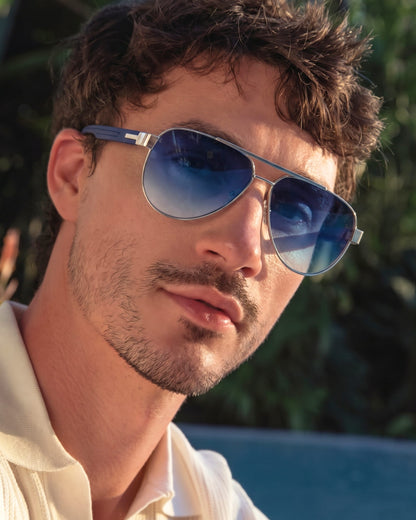 THE MEN THING Sunglasses Gradient Blue S15105 MIRAGE GLARE HD Polarized Sunglasses for Men - UV400 Protection, Stainless Steel Frame