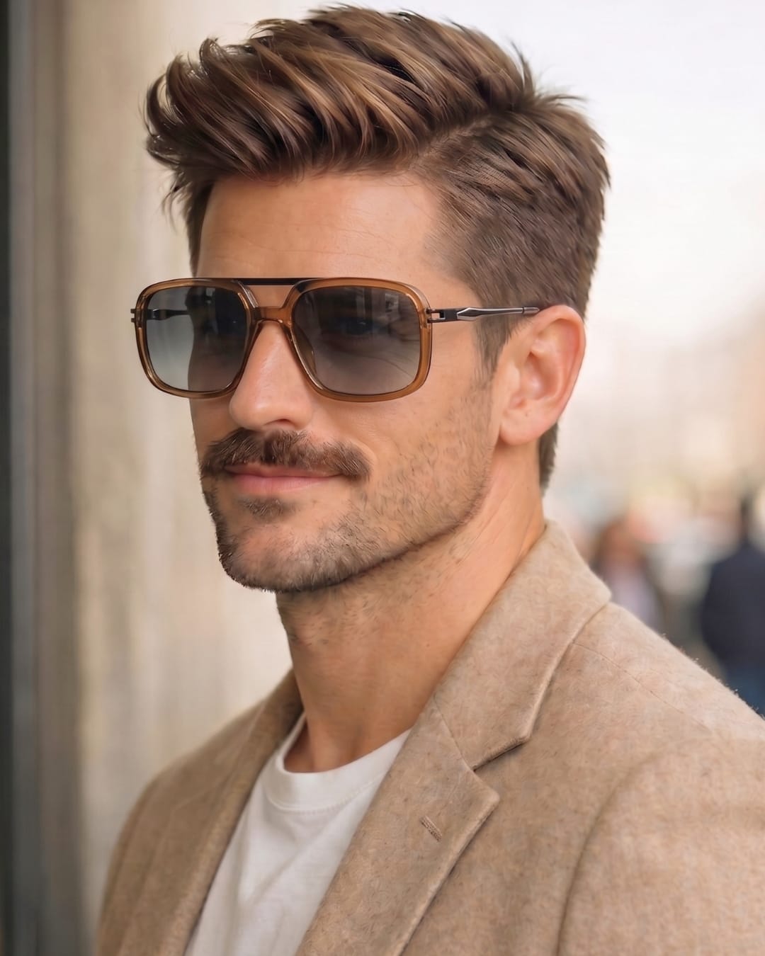 THE MEN THING Sunglasses Gradient Brown 2169 URBAN ECLIPSE -  Oversized Square - HD Polarised Sunglasses for Men - UV400 Protection, Stainless Steel Frame