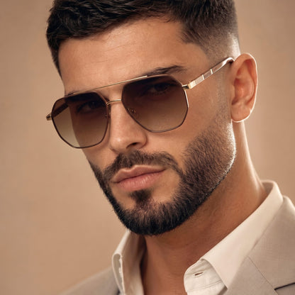2114 STELLAR ANGLES - Geometric Aviator Style - HD Polarised Sunglasses for Men - UV400 Protection, Stainless Steel Frame — Sunglasses for Men | THE MEN THING