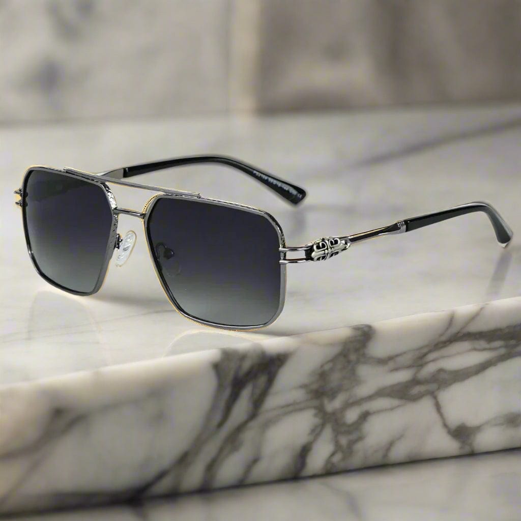 THE MEN THING Sunglasses Gradient Dark Grey 2164 HERITAGE - Square Aviator  Style - HD Polarised Sunglasses for Men - UV400 Protection, Stainless Steel Frame