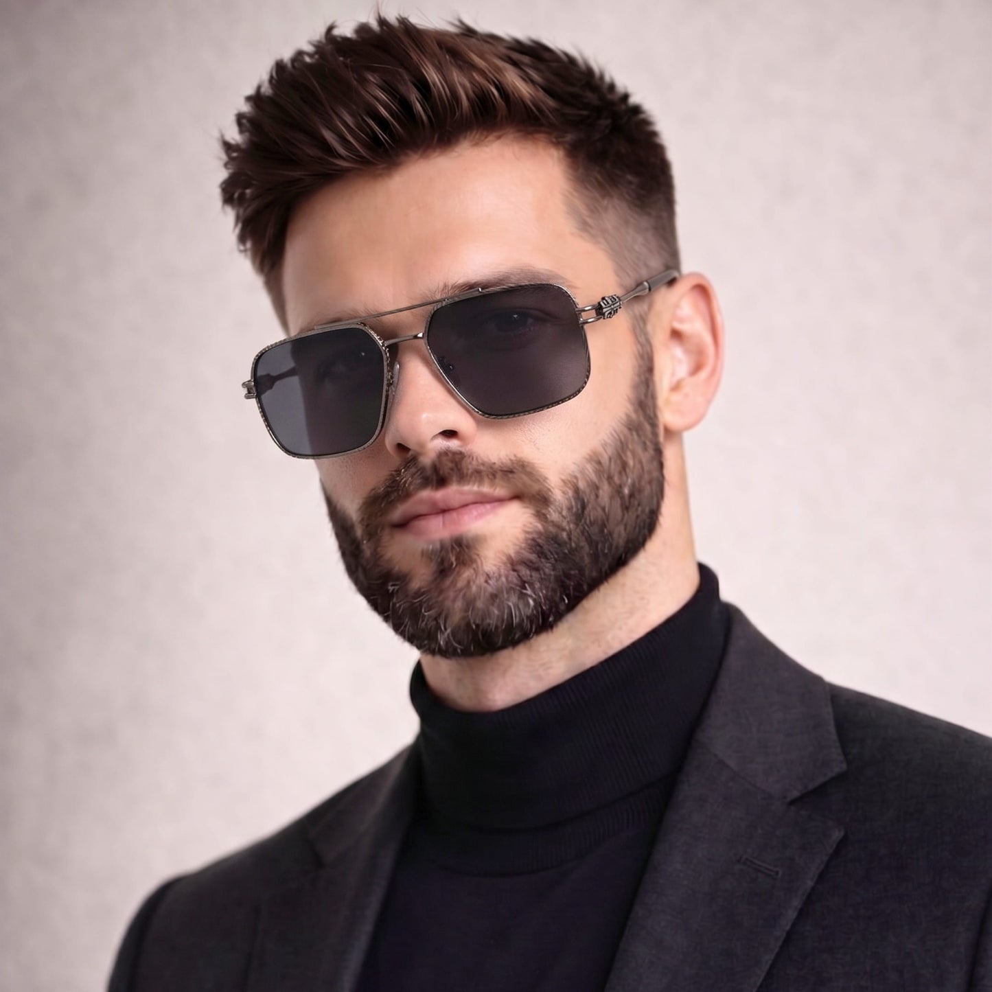 THE MEN THING Sunglasses Gradient Dark Grey 2164 HERITAGE - Square Aviator  Style - HD Polarised Sunglasses for Men - UV400 Protection, Stainless Steel Frame