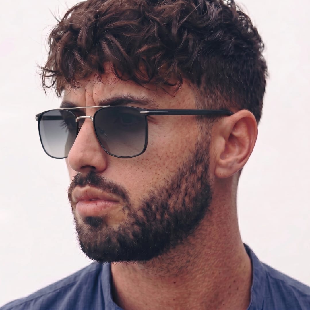 2110 MIDNIGHT EDGE  -  Square Aviator Style - HD Polarised Sunglasses for Men - UV400 Protection, Stainless Steel Frame - THE MEN THING