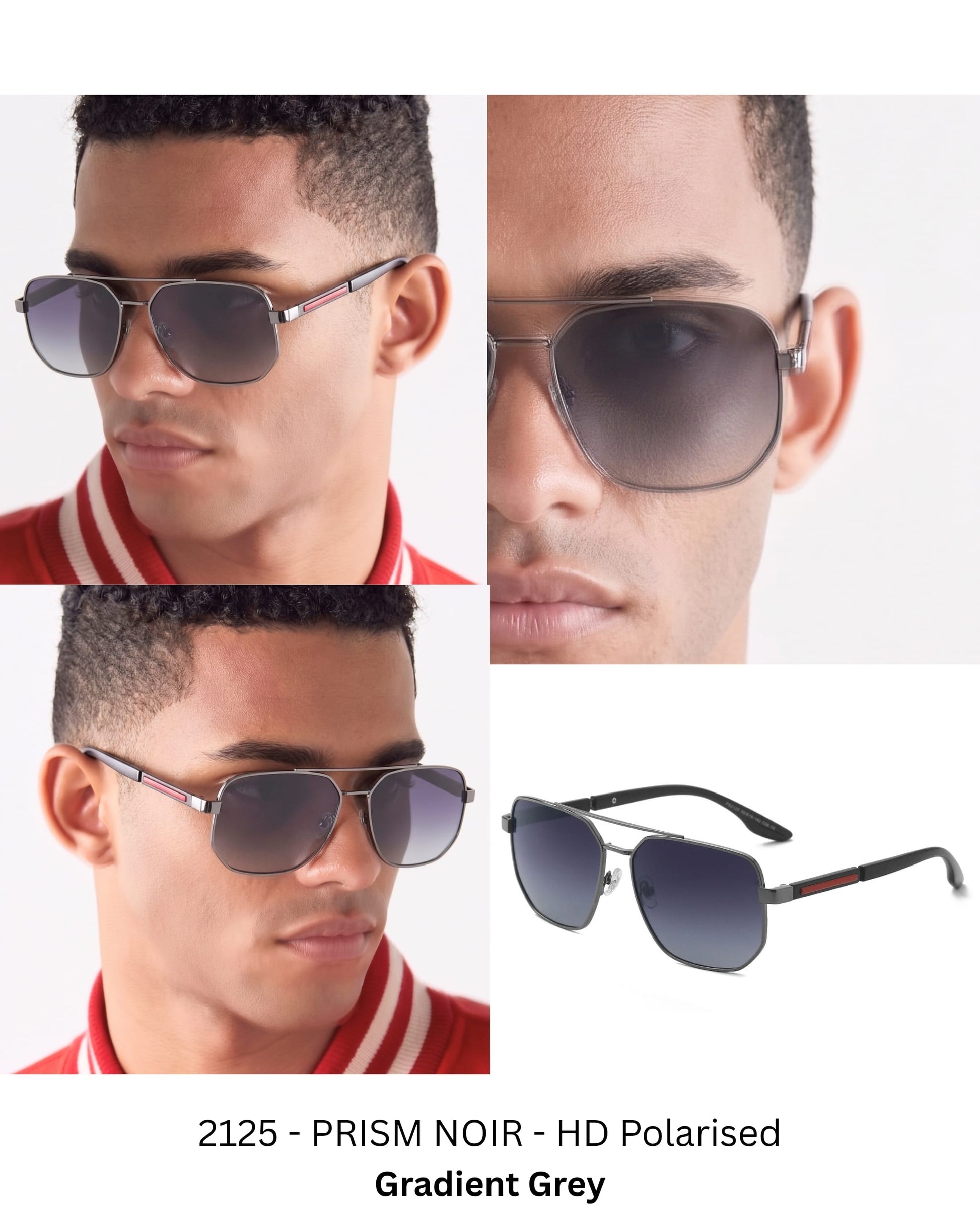 THE MEN THING Sunglasses Gradient Grey 2125 - PRISM NOIR - HD Polarised Sunglasses for Men - UV400 Protection, Stainless Steel Frame - Gradient Grey