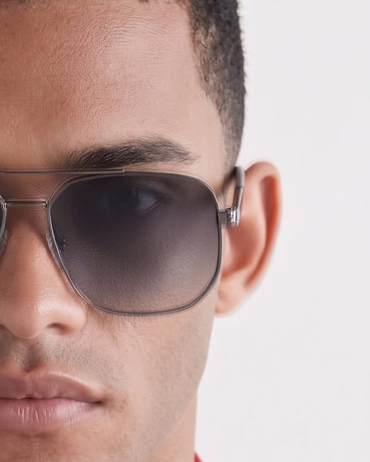 THE MEN THING Sunglasses Gradient Grey 2125 - PRISM NOIR - HD Polarised Sunglasses for Men - UV400 Protection, Stainless Steel Frame - Gradient Grey