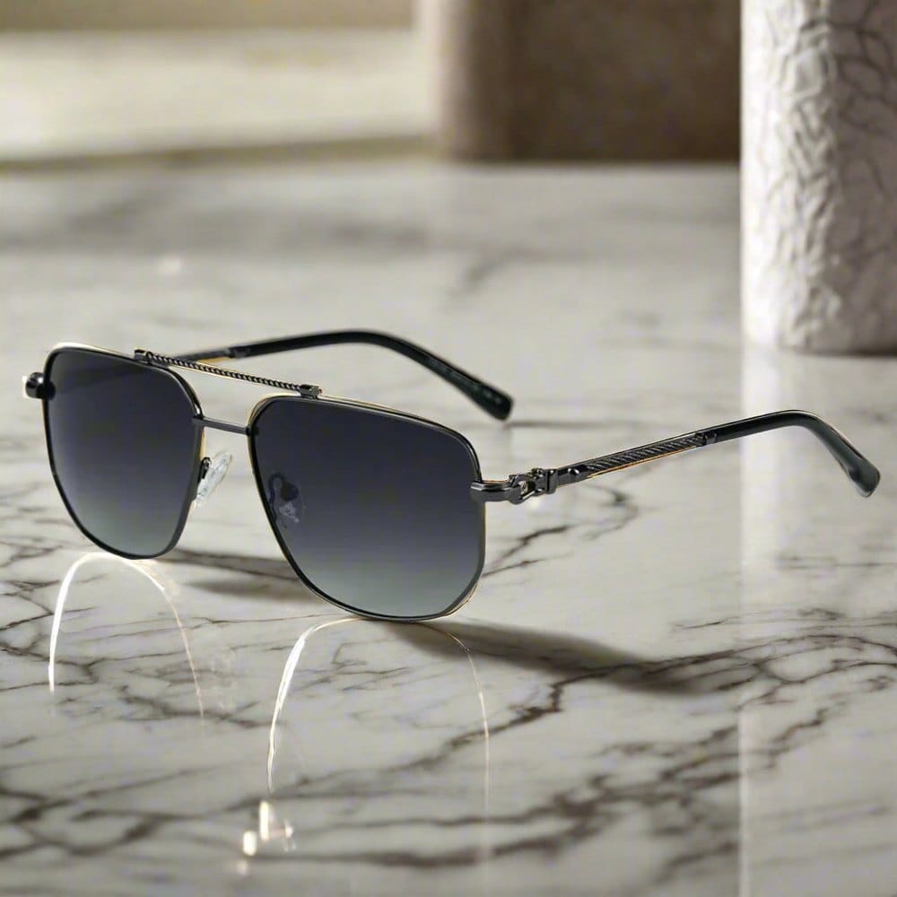 THE MEN THING Sunglasses Gradient Grey 2163 ELITE VISION -  Navigator Style - HD Polarised Sunglasses for Men - UV400 Protection, Stainless Steel Frame