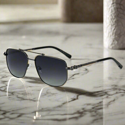 THE MEN THING Sunglasses Gradient Grey 2163 ELITE VISION -  Navigator Style - HD Polarised Sunglasses for Men - UV400 Protection, Stainless Steel Frame