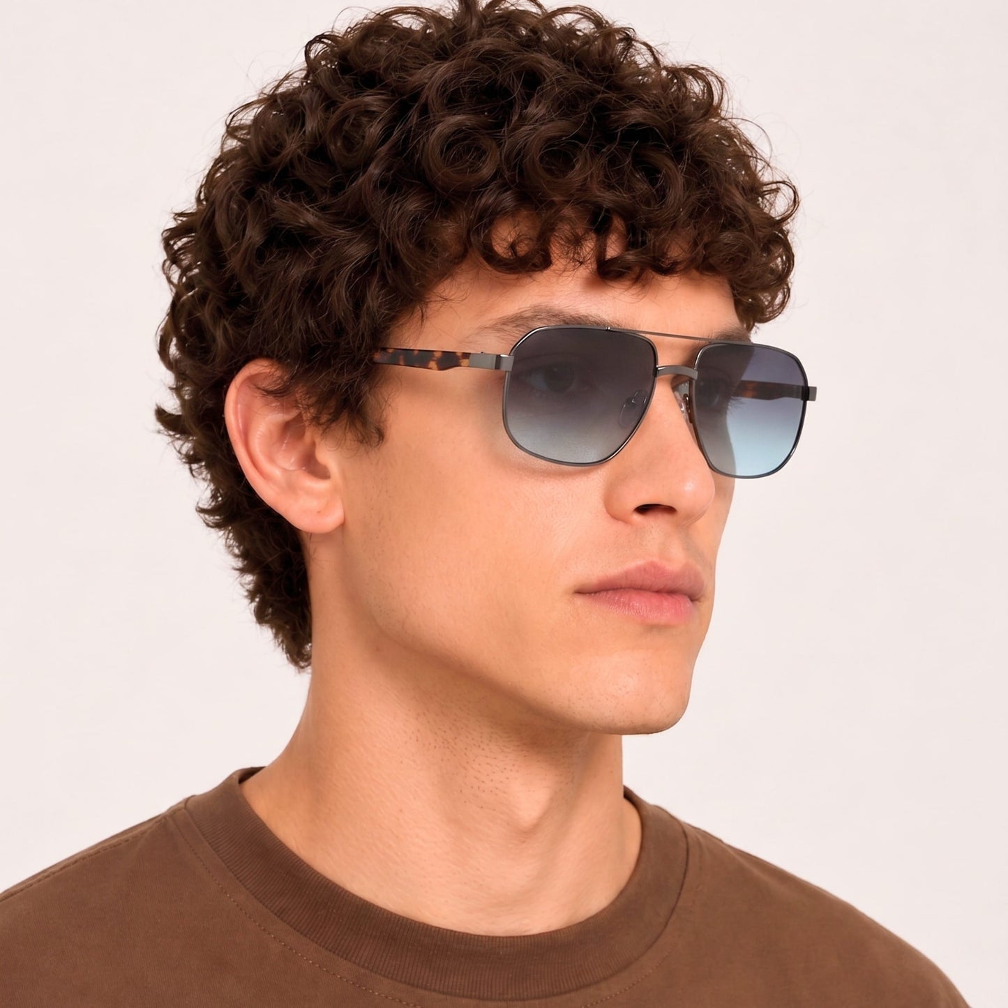 THE MEN THING Sunglasses Gradient Grey 2174 ECLIPSE EDGE -   Square Aviator Style - HD Polarised Sunglasses for Men - UV400 Protection, Stainless Steel Frame
