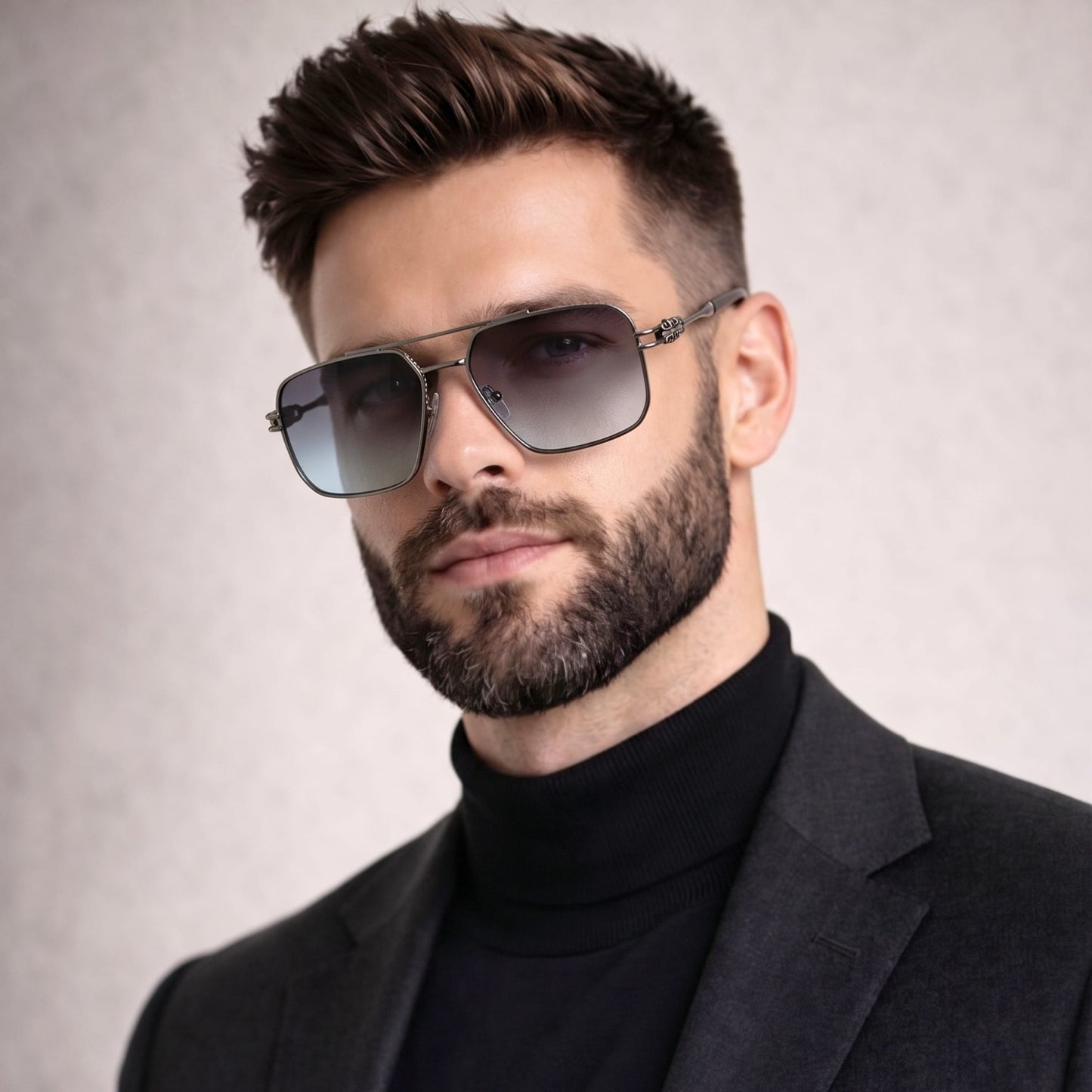 THE MEN THING Sunglasses Gradient Grey with Blue 2164 HERITAGE - Square Aviator  Style - HD Polarised Sunglasses for Men - UV400 Protection, Stainless Steel Frame