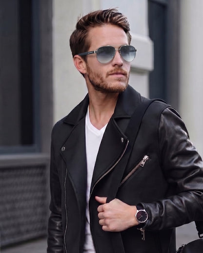 THE MEN THING Sunglasses Gradient Smoke 2173 STEALTH PILOT  -  Aviator Style - HD Polarised Sunglasses for Men - UV400 Protection, Stainless Steel Frame