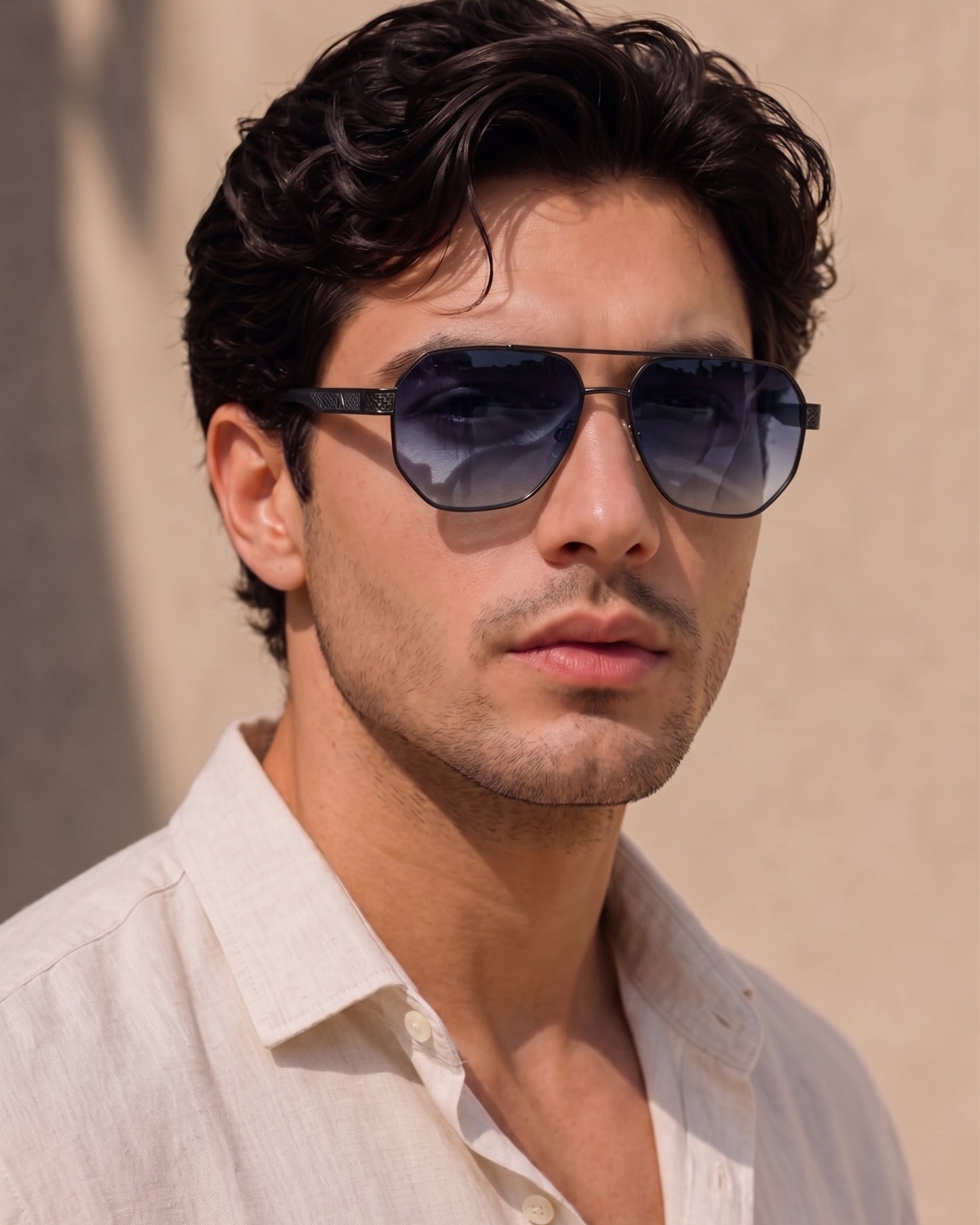 THE MEN THING Sunglasses Grey Black 2105 DARK HEX -  Aviator  Style - HD Polarised Sunglasses for Men - UV400 Protection, Stainless Steel Frame
