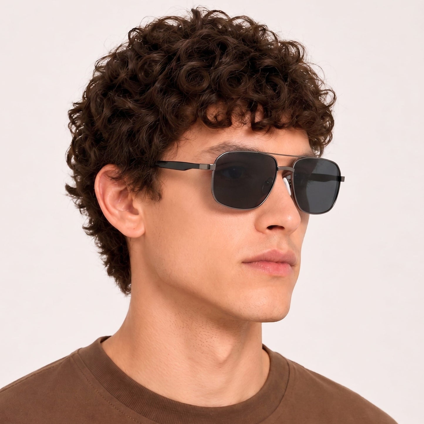 THE MEN THING Sunglasses Grey Gradient 2174 ECLIPSE EDGE -   Square Aviator Style - HD Polarised Sunglasses for Men - UV400 Protection, Stainless Steel Frame