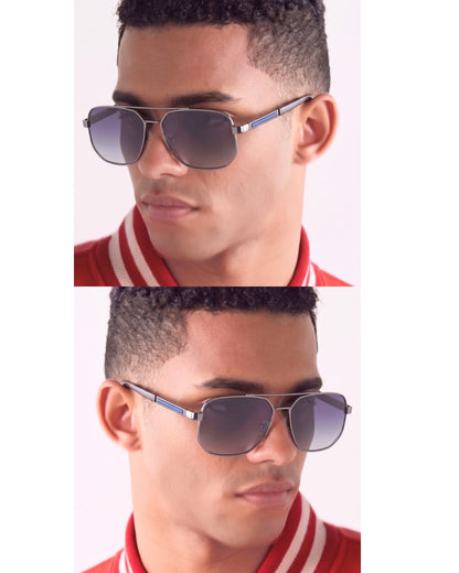 THE MEN THING Sunglasses Gun Gradient Blue Grey 2125 - PRISM NOIR - HD Polarised Sunglasses for Men - UV400 Protection, Stainless Steel Frame - Gun Gradient Blue Grey