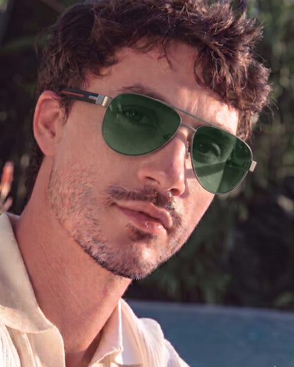 THE MEN THING Sunglasses Gun Green S15105 MIRAGE GLARE HD Polarized Sunglasses for Men - UV400 Protection, Stainless Steel Frame