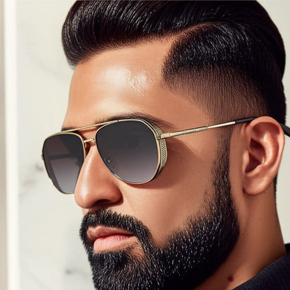 THE MEN THING Sunglasses Gun Grey 2181 PRESTIGE LUXE -  Aviator  Style - HD Polarised Sunglasses for Men - UV400 Protection, Stainless Steel Frame