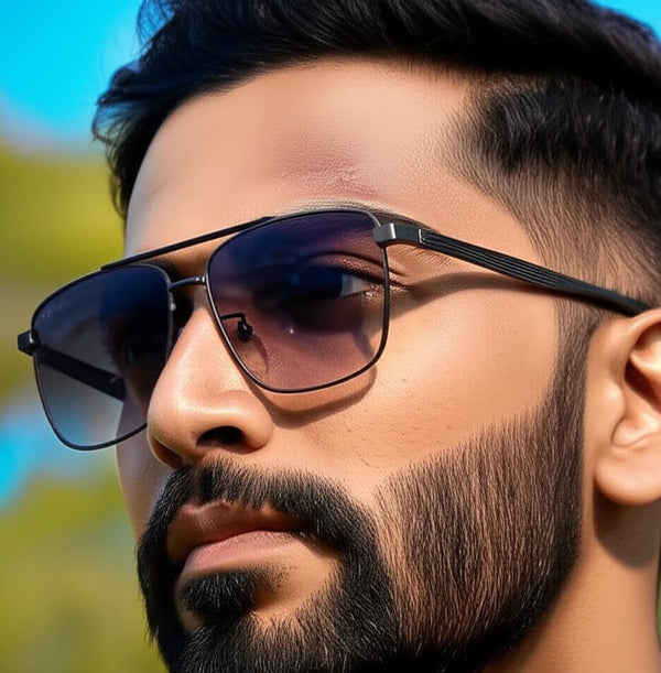 J3293 - GLACIER LUXE - HD Polarised Sunglasses for Men - UV400 Protection, Stainless Steel Frame - Gradient Grey Lenses